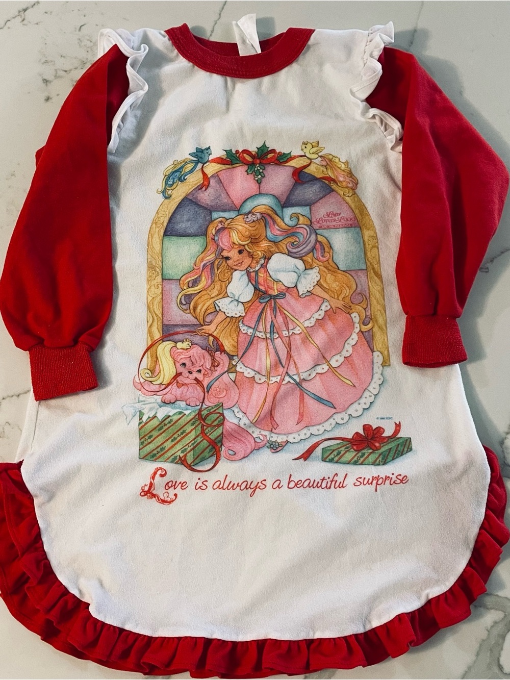 Vintage 80’s Girls' Christmas Lady Lovely Locks nightgown size 8